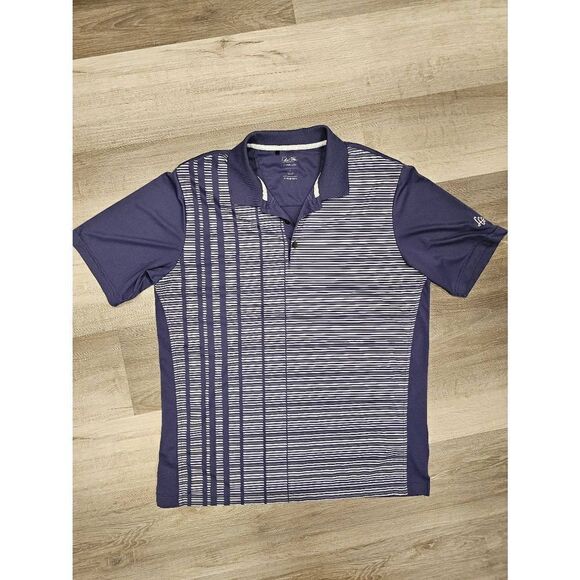 Adidas Golf Tee Shirt size Large Blue striped Sports Men's - Picture 1 of 8